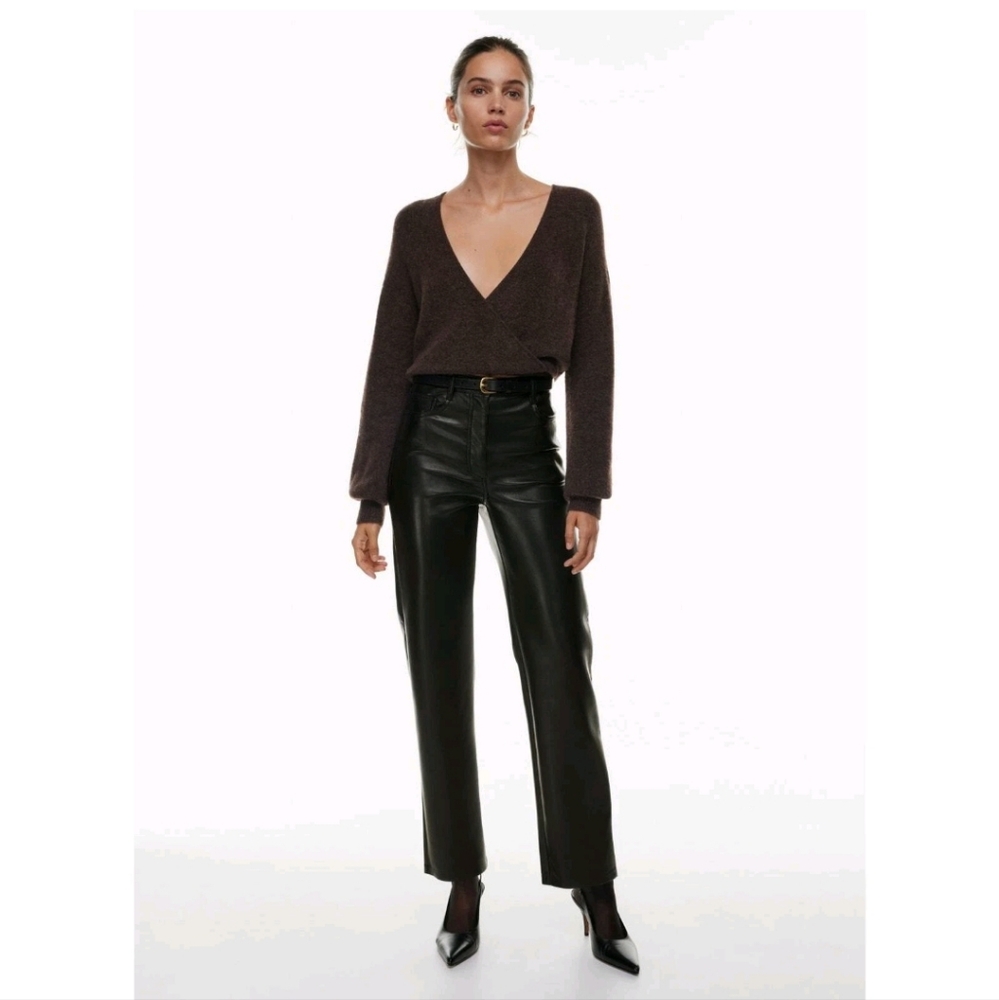 Wilfred Artizia The Melina Vegan Leather Pants Women's Size 0 Black Straight Leg